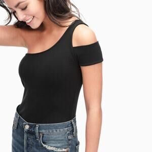 SPLENDID Black Cut Out One Shoulder Tank MEDIUM Pima Cotton Top NWT $68 Casual